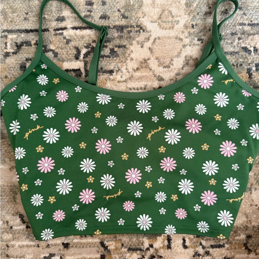 Green Floral Crop Top